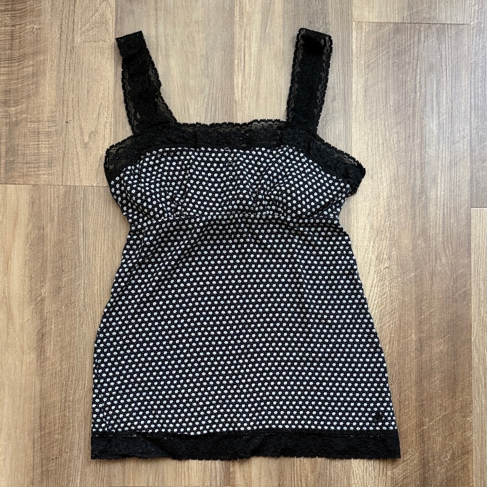 Black and White Floral Lace Camisole
